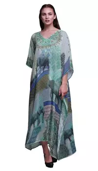 Phagun Elephant Animal Beach Kaftan Bikini Cover up Womena s Maxi Dress Long 4X-5X светло-желтого