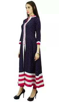 Phagun Ethnic Kurti Top Дизайнерское платье-туника Anarkali Kurta из полиэстера 14 темно-синий