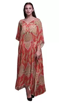 Phagun Floral & Paisley Ladies Plus Size Kaftan Summer Wear Beach Coverup Kimono 4X-5X бирюзовый зеленый