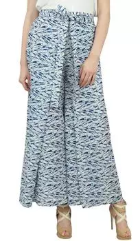 Phagun Хлопковые женские белые брюки-шаровары с завязками на талии и широкими штанинами в рыбацком стиле-L Large белый