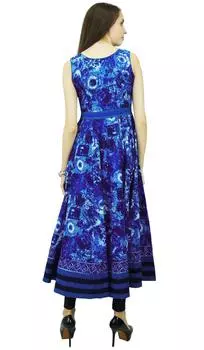 Phagun Хлопок Галстук Окрашенный Выкройка Дизайнер Курта Топ Туника Анаркали Курти 10 синий