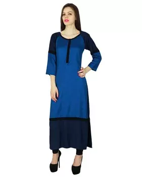 Phagun Indian Designer Blue Kurti Top Kurta Women Rayon Casual Top Tunic 10
