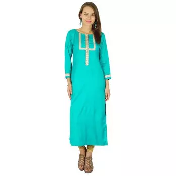 Phagun Indian Designer Bollywood Kurta Women Ethnic Kurti Casual Tunic Dress 16 салатный