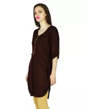 Phagun Indian Designer Bollywood Kurta Women Ethnic Kurti Rayon Top Tunic 10 малиновый