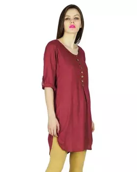 Phagun Indian Designer Printed Kurta Women Ethnic Kurti Casual Tunic Rayon 10 малиновый