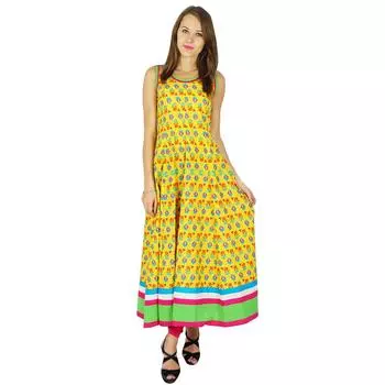 Phagun Indian Ethnic Kurti Bollywood Kurta Женское дизайнерское повседневное платье-туника 10 жёлтый