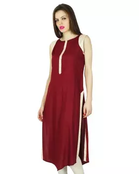 Phagun Indian Ethnic Kurti Rayon Top Designer Bollywood Kurta Women Tunic 10 малиновый