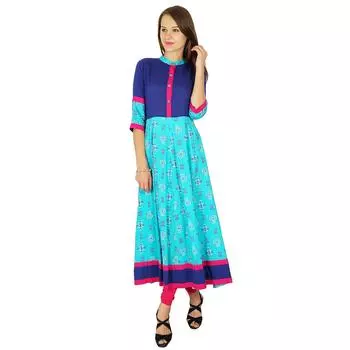 Phagun Indian Kurta Женское Болливудское дизайнерское этническое платье Kurti из хлопка-туники 10 коричневый