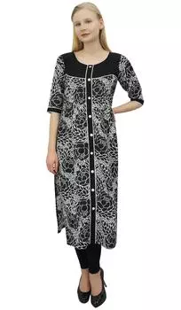 Phagun Indian Women s Designer Black Kurta Bollywood Этническое платье Блузка 10 чёрный