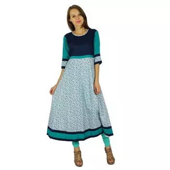 Phagun Этническая Курти Индийский Хлопок Дизайнер Болливуд Женщины Туника Платье Курта 18 покинуть белый