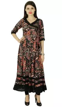 Phagun Этническая Курти Район Цветочный Топ Дизайнер Болливуд Курта Женская Туника 10