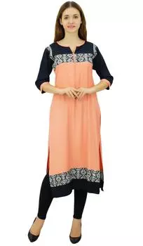 Phagun Этнический Дизайнер Курти Болливуд Персик Курта Женская Повседневная Туника 10 персиковый