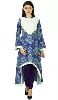 Phagun Kurta Women Ethnic Designer Damask Rayon Повседневное платье-туника Kurti 10 синий