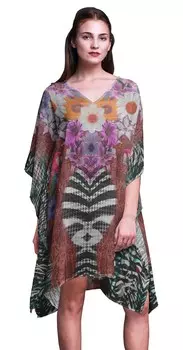 Phagun Ladies Kaftan Праздничная домашняя одежда Midi Dress Beach Coverup-4X-5X 4X-5X кирпич красный