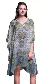 Phagun Ladies Kaftan Праздничная домашняя одежда Midi Dress Beach Coverup-4X-5X 4X-5X синий