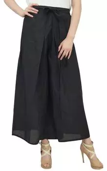 Phagun Ladies Solid Black Fisherman Harem Pants Повседневная одежда Self Tie Waist-L Large темно-синий