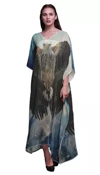 Phagun Mountains Nature Womens Long Beach Kaftan Пляжная одежда Бикини Coverup Maxi 4X-5X светло-синий