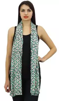 Phagun Polka Dot Print Хлопковая вуаль Палантин Шаль Женская шейная накидка Длинный шарф-Аква 28 x 72 Inches аква голубой