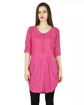 Phagun Rayon Kurti Designer Bollywood Kurta Женское повседневное платье-туника 10 розовый