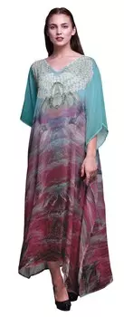 Phagun Sea Nature Beach Kaftan Bikini Cover up Womena s Maxi Dress Long 4X-5X глубоко персикового