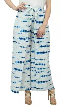 Phagun Shibori Брюки для йоги с принтом Белые брюки рыбака Индийская одежда-L Large белый