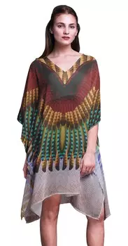 Phagun Short Caftan Midi Dress Beach Swimwear Cover up Womens Kaftan-4X-5X 4X-5X разноцветный