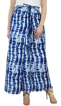 Phagun Синий Хлопок Шибори Печатный Рыбак Шаровары Женские Йога Пижамы-L Large синий