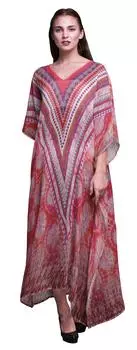 Phagun Tie & Dye Shibori Женский Длинный Пляжный Кафтан Пляжная Одежда Бикини Накидка Макси 4X-5X глубоко персикового