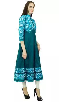 Phagun Tie окрашенный хлопок Anarkali Kurti Flai Блузка Kurta Gift 10 синий