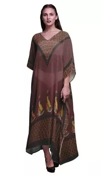 Phagun Tribal African Beach Kaftan Bikini Cover up Womena s Maxi Dress Long 4X-5X красный