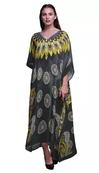 Phagun Tribal African Beach Kaftan Bikini Cover up Womena s Maxi Dress Long 4X-5X джинсовый синий
