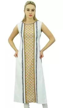 Phagun Womens Designer Cotton Straight Kurti White Kurta Casual Indian 10 белый