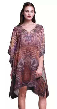 Phagun Womens Short Beach Kaftan Пляжная одежда Бикини Coverup Midi Dress-4X-5X 4X-5X персиковый