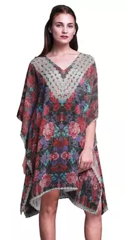 Phagun Womens Short Beach Kaftan Пляжная одежда Бикини Coverup Midi Dress-4X-5X 4X-5X красный