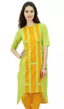 Phagun Женская дизайнерская туника из индийского хлопка Топ с асимметричным подолом Курти Повседневная одежда 10 красный