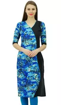 Phagun Женская Хлопковая Туника Этническая Печатная Курта Курти Повседневная Индийская Одежда 10 синий