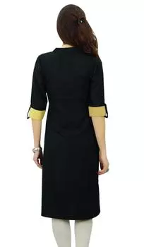 Phagun Женская Индийская Этническая Район Черная Туника Курти Дизайнерский Пом - Пом Курта - 10 чёрный