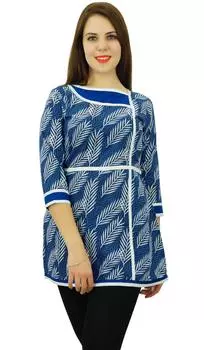 Phagun Женская одежда Повседневная куртка Kurta 3 4 с коротким рукавом Короткая хлопковая одежда Kurti 10 синий