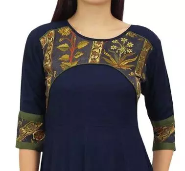 Phagun Женская Повседневная Темно-Синяя Дизайнерская Район Курта Этническая Анаркали Курти - 10 темно-синий