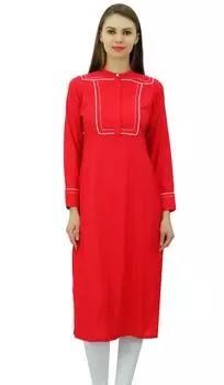 Phagun Женская районная туника Курти Прямая повседневная формальная индийская женская Курта 10 красный