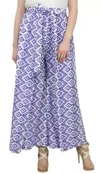 Phagun Женские хлопковые белые шаровары с принтом рыбака Индийские брюки-L Small белый