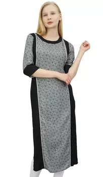 Phagun Женский Черный Индивидуальный Формальный Индийский Топ Kurta Kurti 3 4 Рукава 10 чёрный