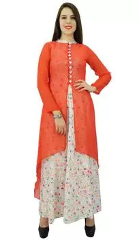 Phagun Женское Цветочное Дизайнерское Хлопковое Курти Этническое Курта Повседневное Платье 10 красный