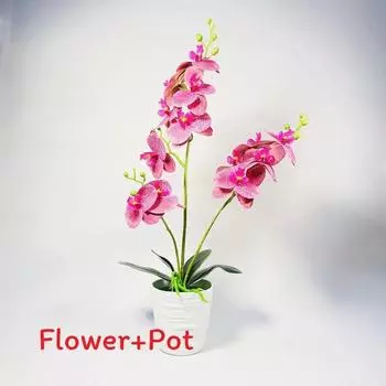 Phalaenopsis Potted Faux Plant Ornament For Office Desk And Living Decor Room Purple Butterfly Orchid