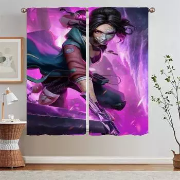 Phantom Fury Shade Curtain Tiebacks Kitchen Curtains Curtains for Living Room Bedroom Decoration Blinds Tulle in Kitchen Blind W50xH70cmx2pcs-CL