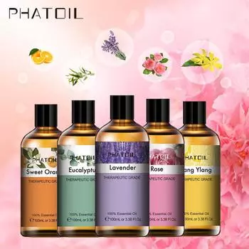 PHATOIL 100 мл эвкалиптового чайного дерева мяты перечной чистое эфирное масло ароматерапия очиститель воздуха лаванда ваниль розовое ароматическое масло для диффузора Sweet Orange