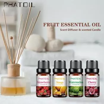 PHATOIL 10 мл/0,33 жидких унций Фруктовые эфирные масла Идеально подходят для ароматерапии Диффузор Спа-массаж Расслабляющий уход за волосами и кожей Ароматические свечи своими руками Mango