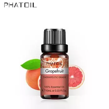 PHATOIL 10 мл Чистые эфирные масла грейпфрута Подходит для спа-массажа Уход за кожей Масляные горелки Увлажнители Воздухоочиститель Натуральные и растительные эфирные масла 1 pc