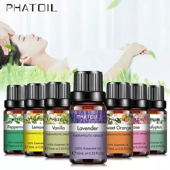 PHATOIL 10 мл ваниль, лаванда, роза, чайное дерево, эфирное масло для очистителя воздуха, диффузор, массаж, чистое антибактериальное эфирное масло, дегельминтизация Clove