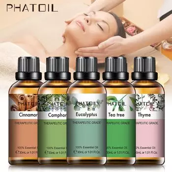 PHATOIL 30 мл эвкалипт, корица, тимьян, чистое эфирное масло, диффузор для облегчения ухода за кожей тела, репеллент, стерилизация, камфорное масло чайного дерева Camphor